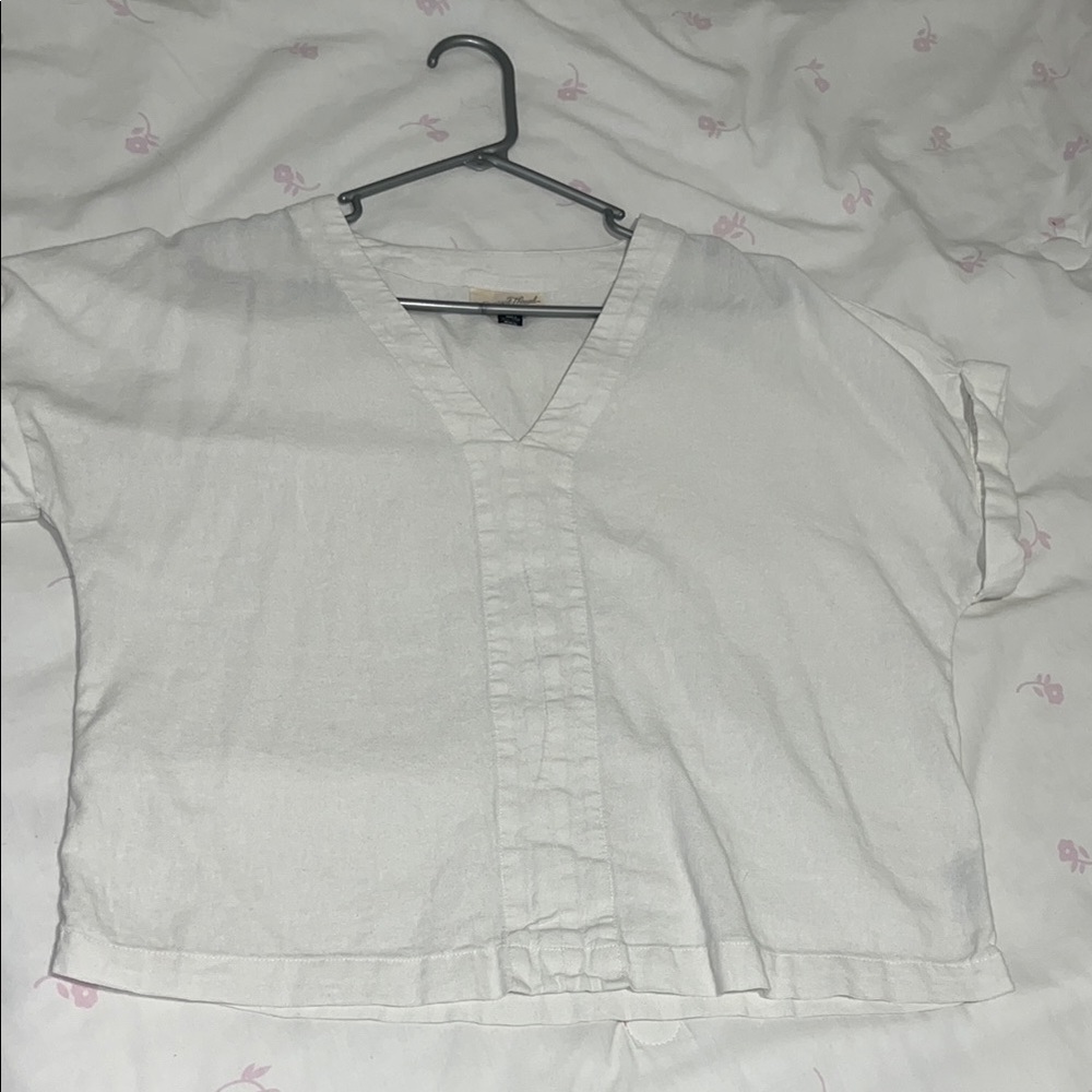 Universal Thread White Short Sleeve Boxy Button Down Blouse